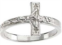 Christian Purity Rings - .925 Sterling Silver Crucifix Chastity Ring