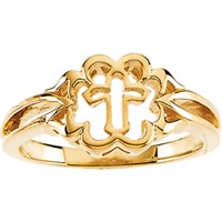 Puriity Rings - 14k Yellow Gold Cross Purity Ring