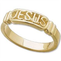 Ladies Chastity Rings - 14k Gold Jesus Chastity Ring 5.25mm wide